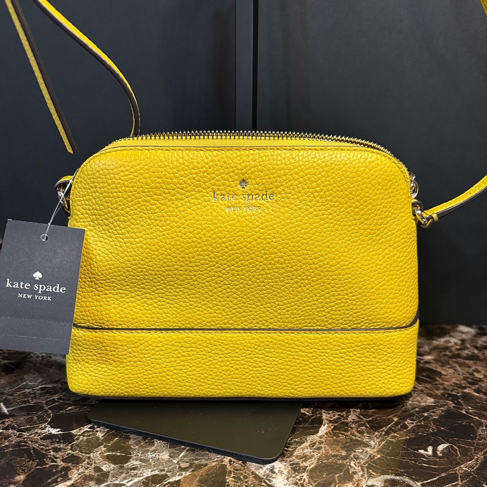 Kate Spade Pebble Leather Yellow Crossbody Bag